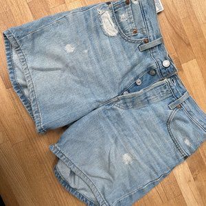 Levi's 501 High Rise Shorts Light Blue Slight Distressed Size 26